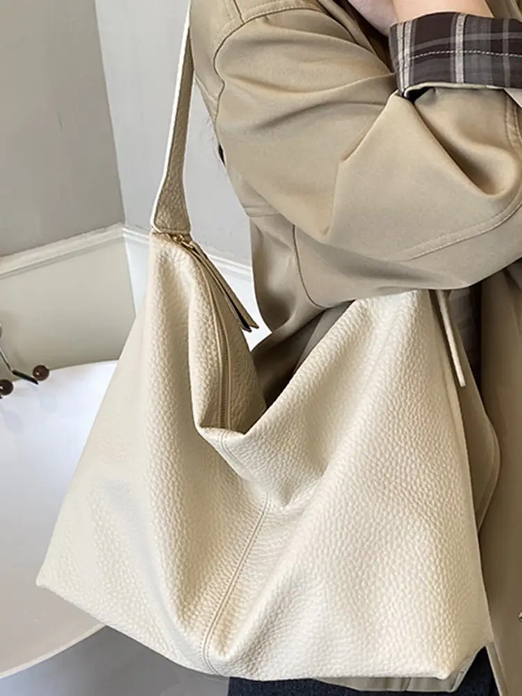 Women's Cream Leather Shoulder Crossbody Bag 2025 - Image 9