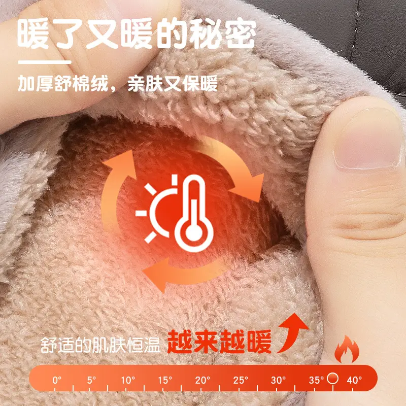 Men Cotton Slippers Warm Velvet Winter Indoor Non-Slip - Image 7