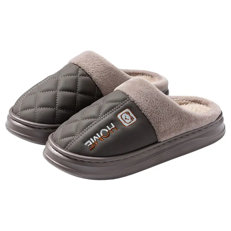 Men Cotton Slippers Warm Velvet Winter Indoor Non-Slip - Image 9