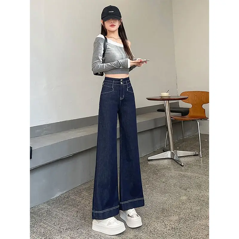Dark Blue Wide Leg Jeans for Women 2025