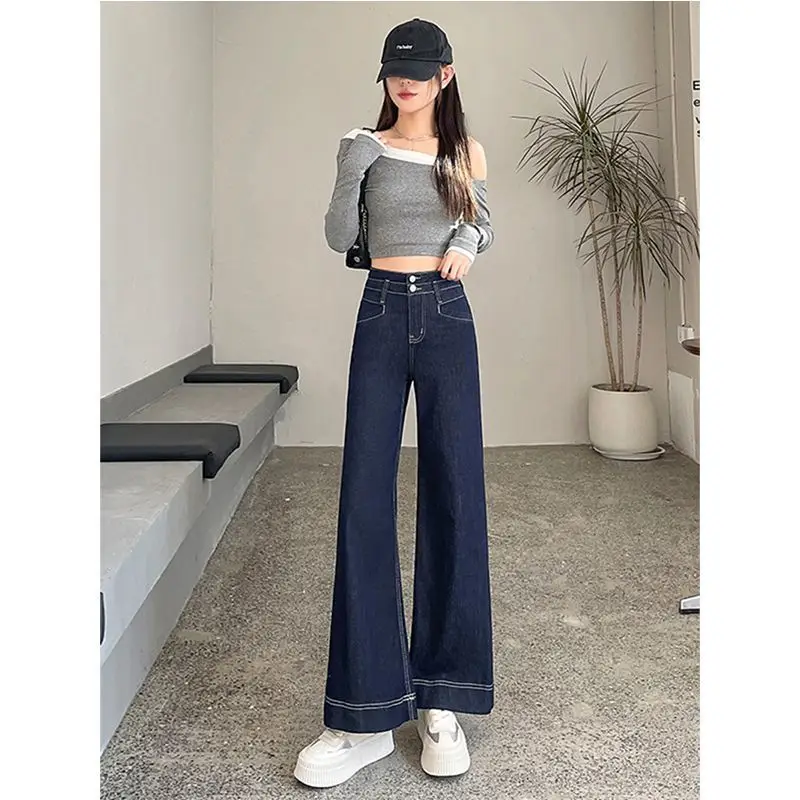 Dark Blue Wide Leg Jeans for Women 2025