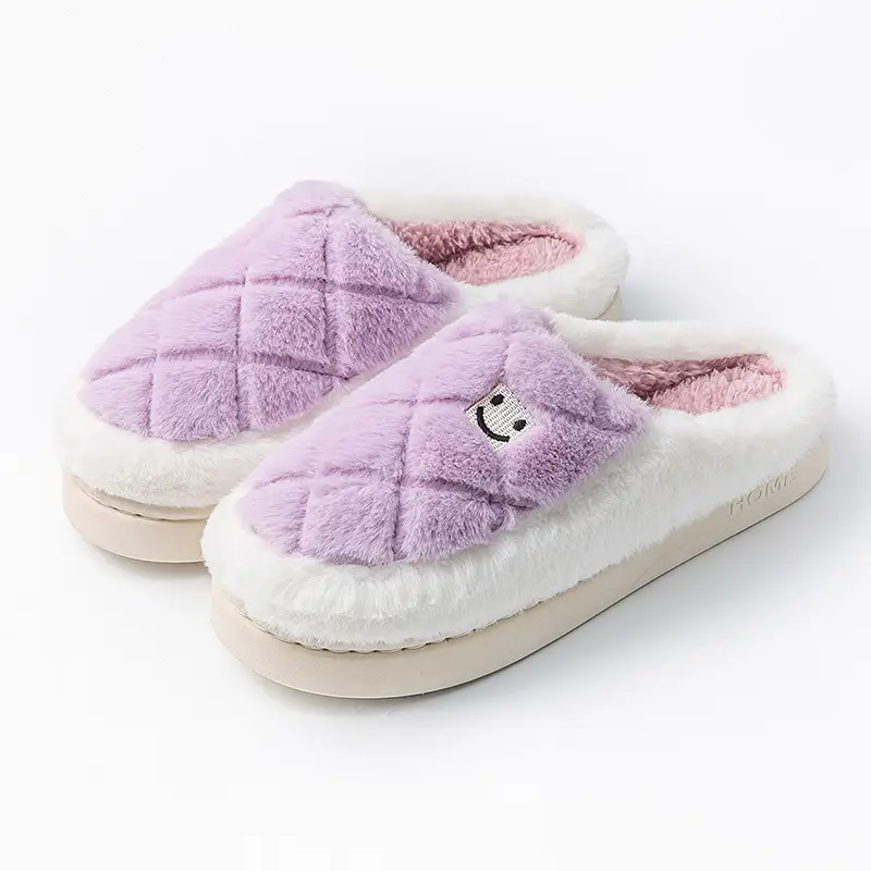 Women Quilted Plush Slippers Winter Warm Indoor - Image 3