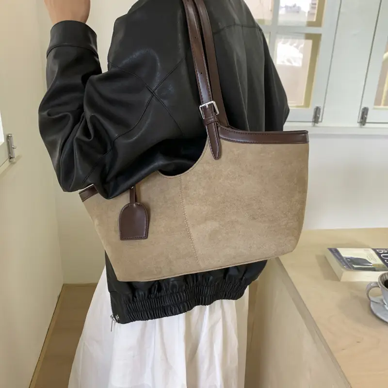 Korean Cross-Border Spliced Large Cap Bag for Women - Image 9