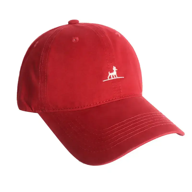 Red Korean Style Dog Embroidery Baseball Cap for Women - Image 8