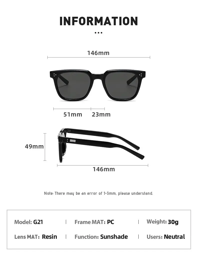 Versatile Plain Ice-Transparent Gray Atmosphere Sunglasses for Men Naco Anti-Uv Polarized Sunglasses for Women with Myopia — feature 7