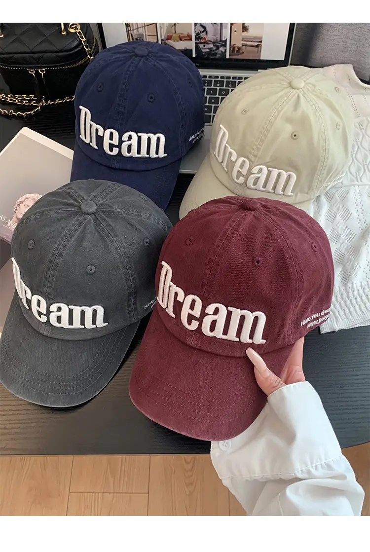 Women American Street Style Letter Embroidered Baseball Cap with Wide Brim — feature 12