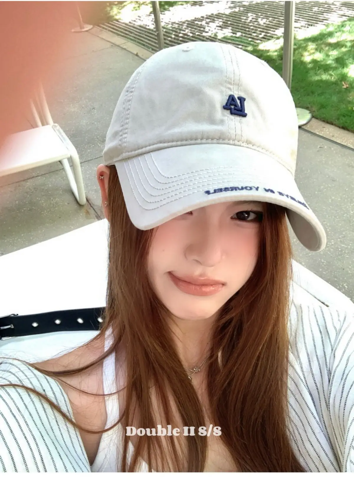 Women Baseball Cap with Letter Embroidery Beige — feature 14