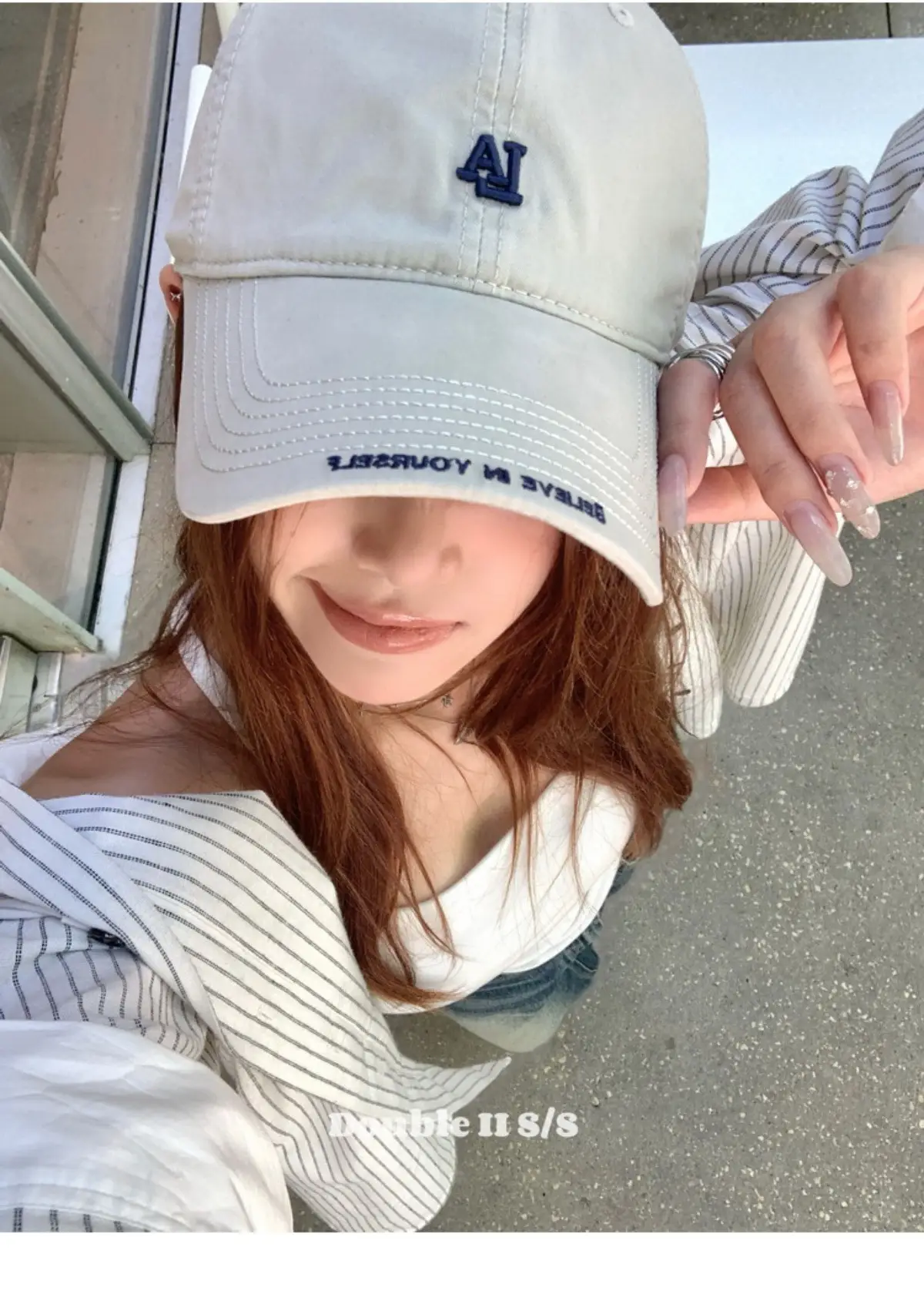 Women Baseball Cap with Letter Embroidery Beige — feature 15