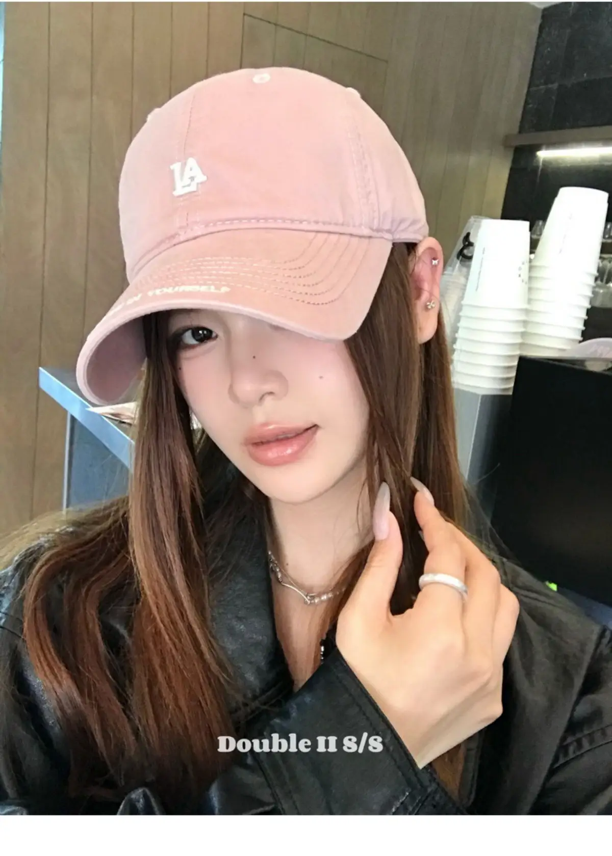 Women Baseball Cap with Letter Embroidery Beige — feature 20
