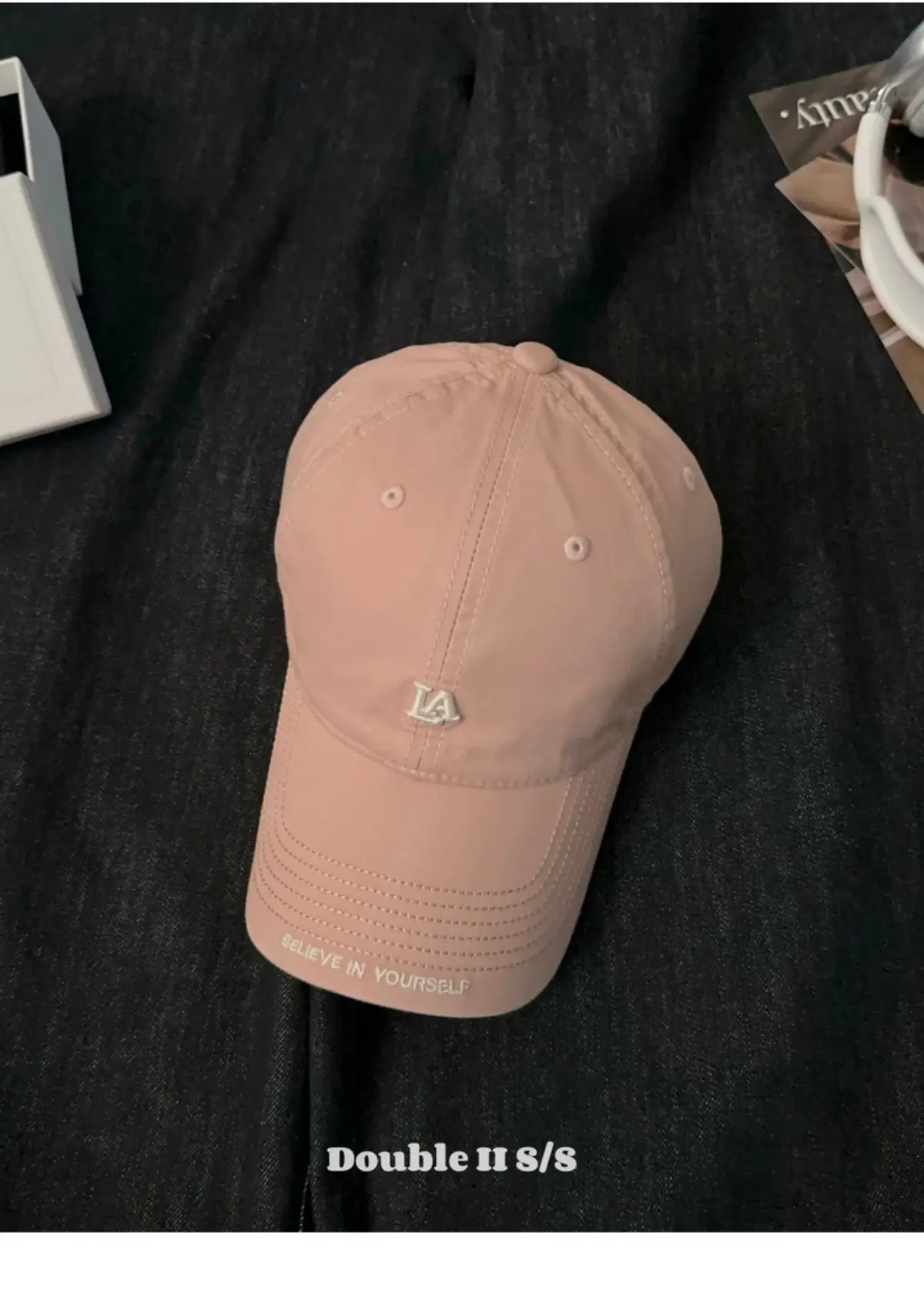 Women Baseball Cap with Letter Embroidery Beige — feature 21