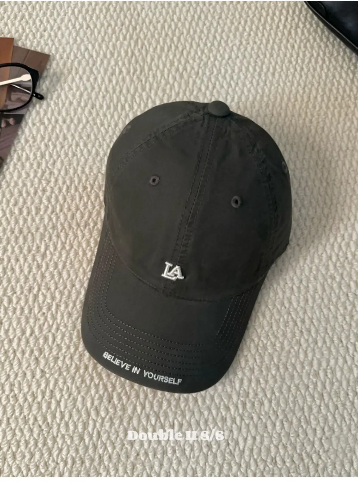 Women Baseball Cap with Letter Embroidery Beige — feature 25
