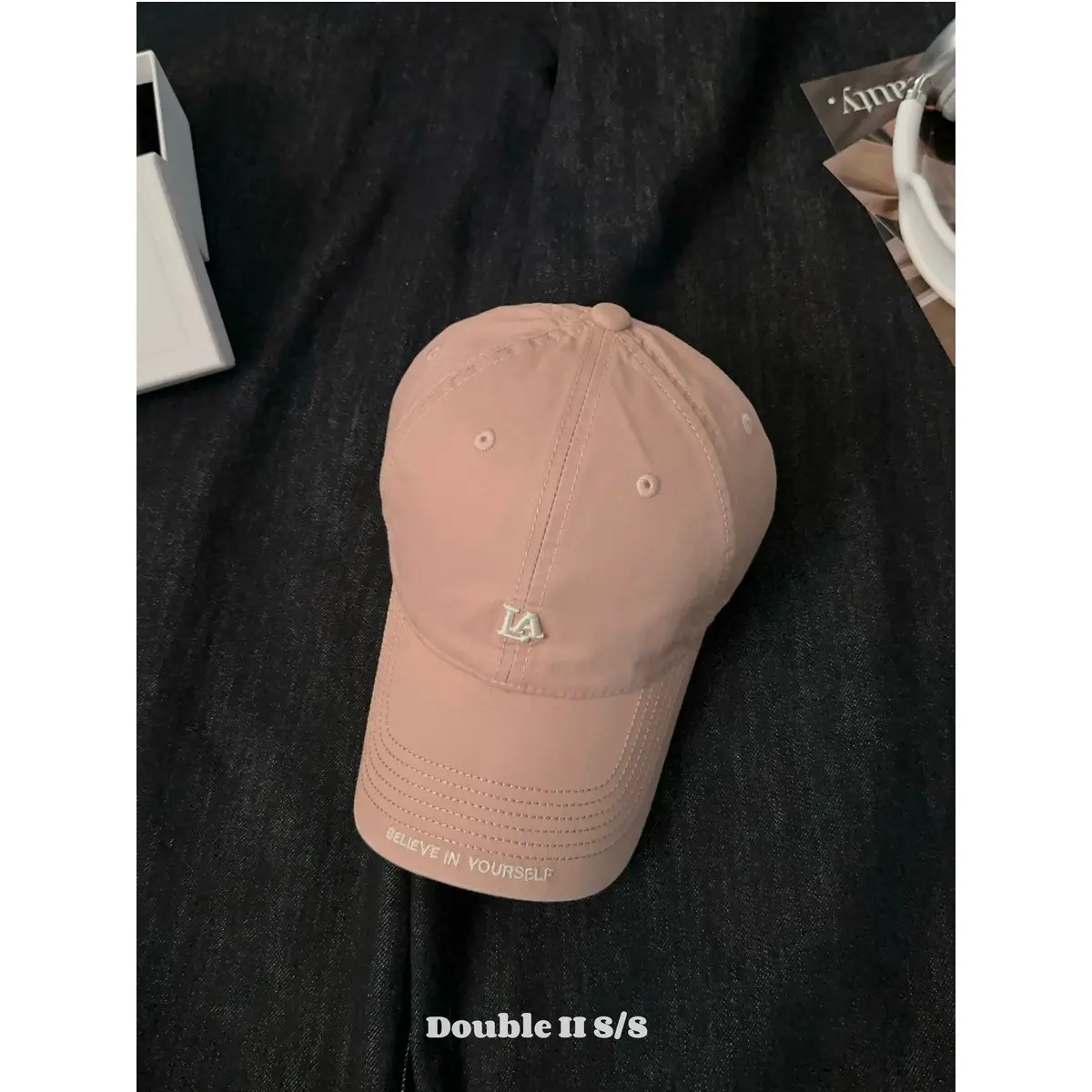 Women Baseball Cap with Letter Embroidery Beige - Image 5