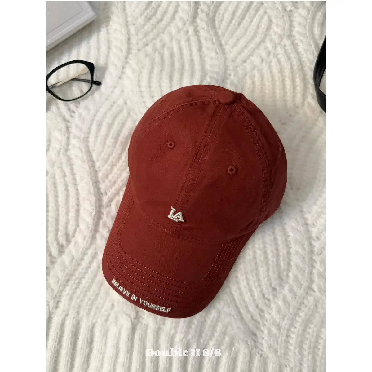 Women Baseball Cap with Letter Embroidery Beige - Image 6
