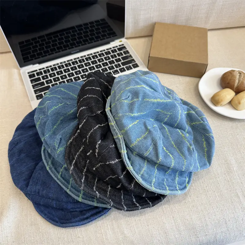 Blue Japanese Retro Denim Hat for Women Large - Image 5