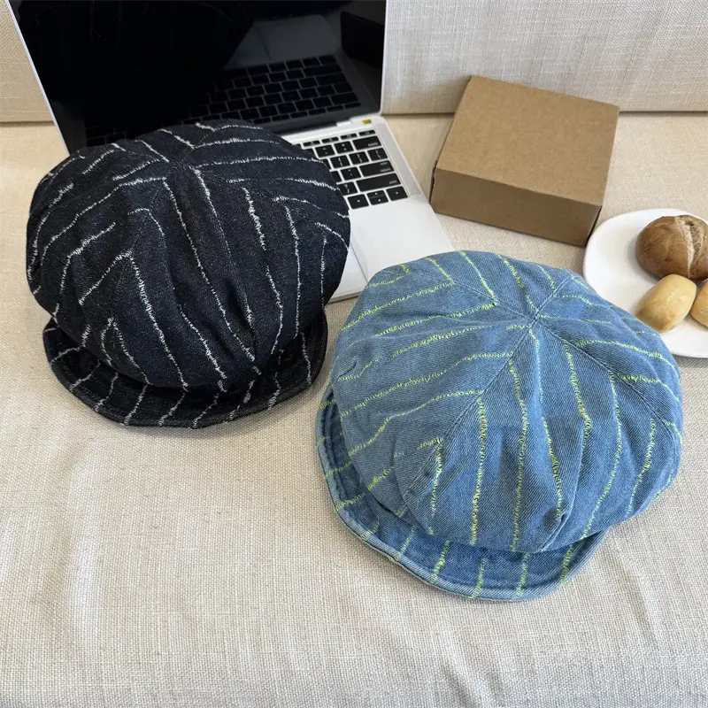 Blue Japanese Retro Denim Hat for Women Large - Image 8