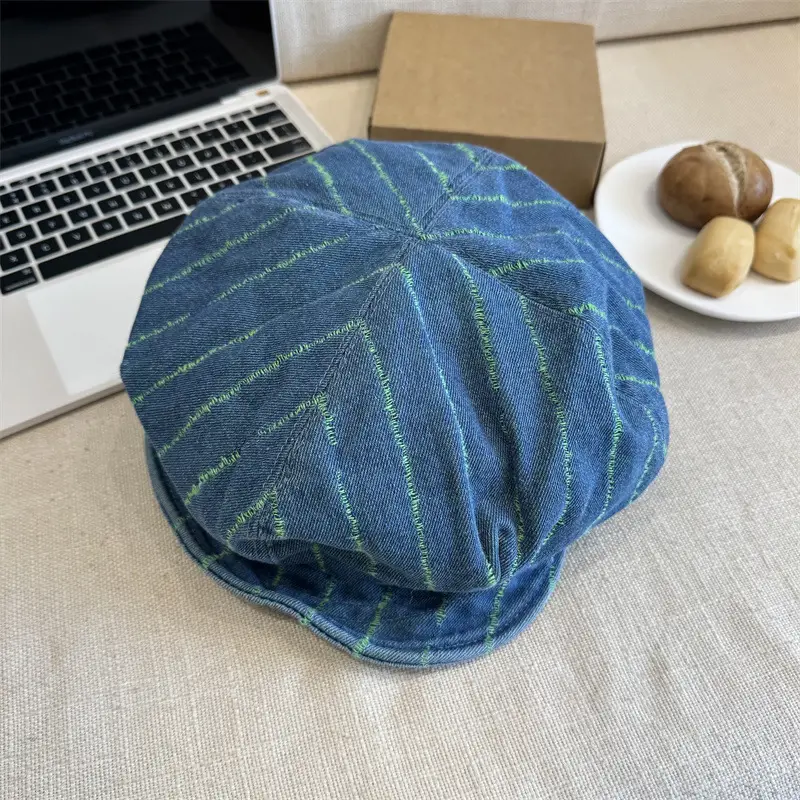 Blue Japanese Retro Denim Hat for Women Large - Image 2