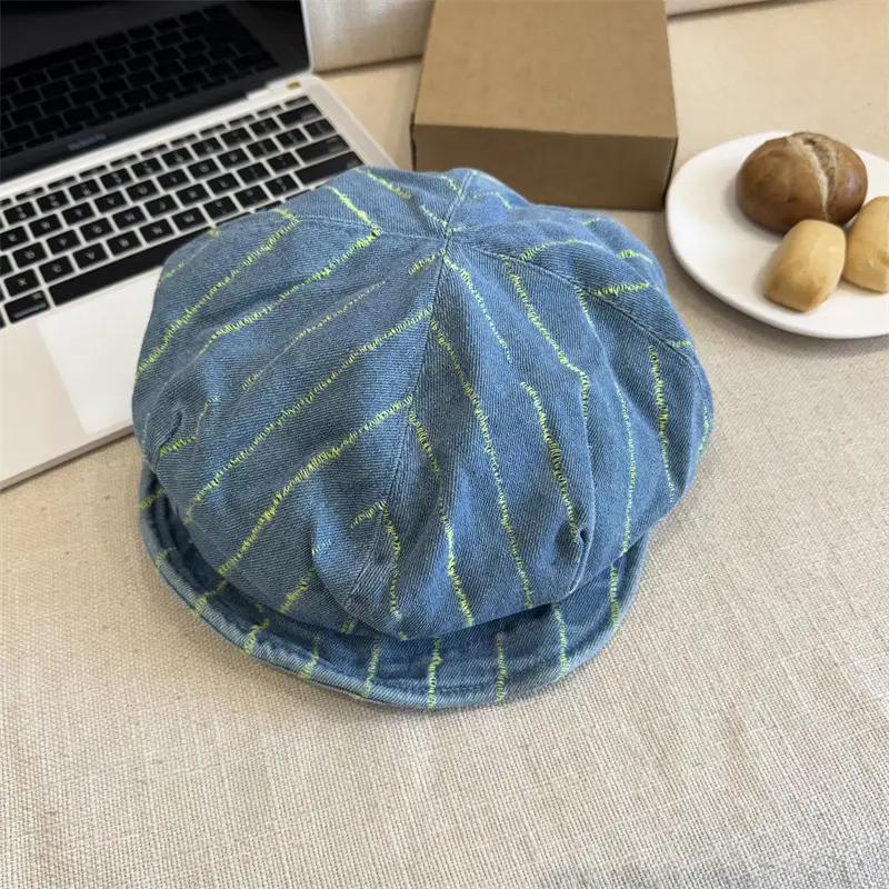 Blue Japanese Retro Denim Hat for Women Large - Image 3