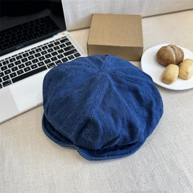 Blue Japanese Retro Denim Hat for Women Large - Image 4