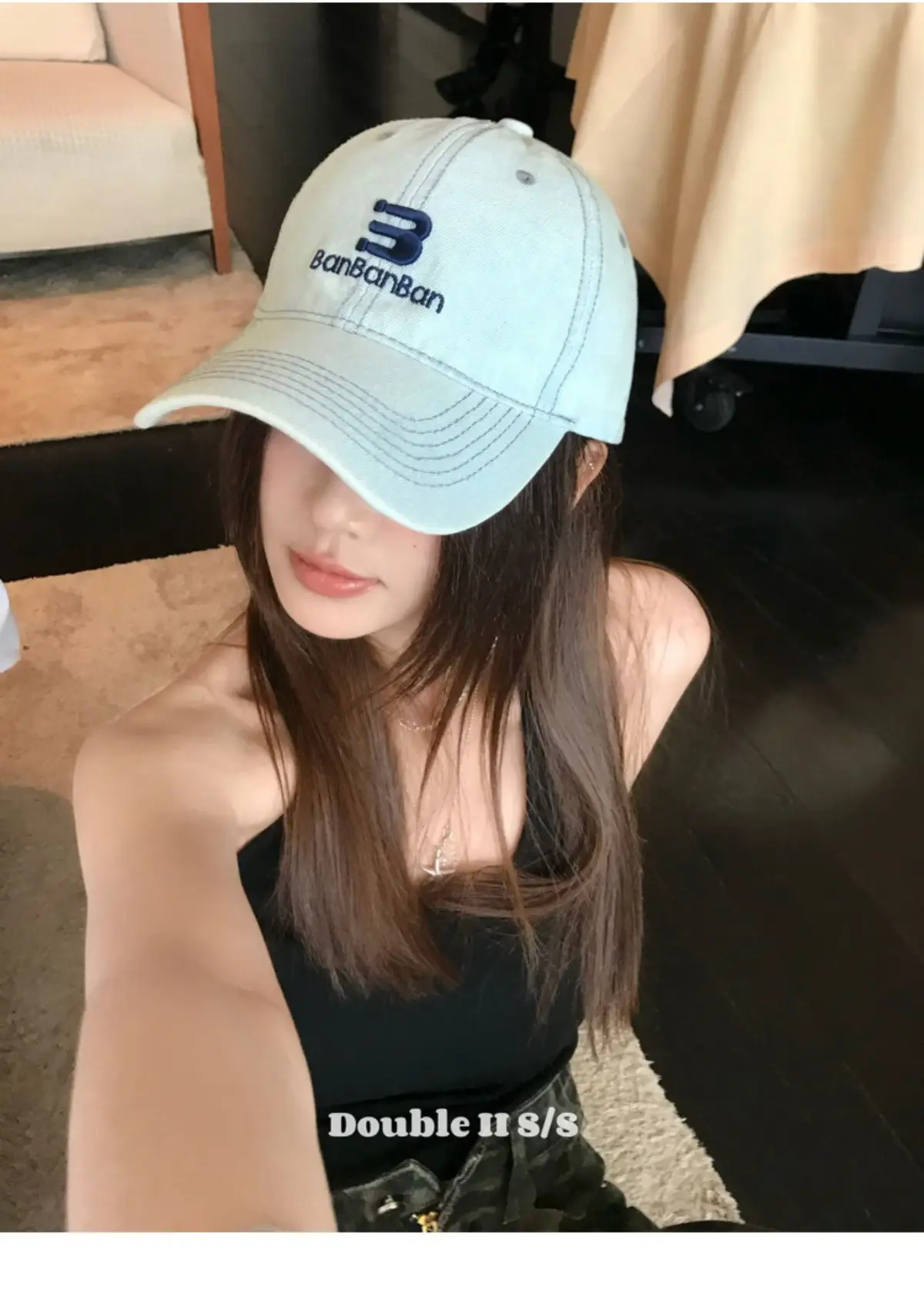 Double I I Women Baseball Cap with Embroidered Letter — feature 8