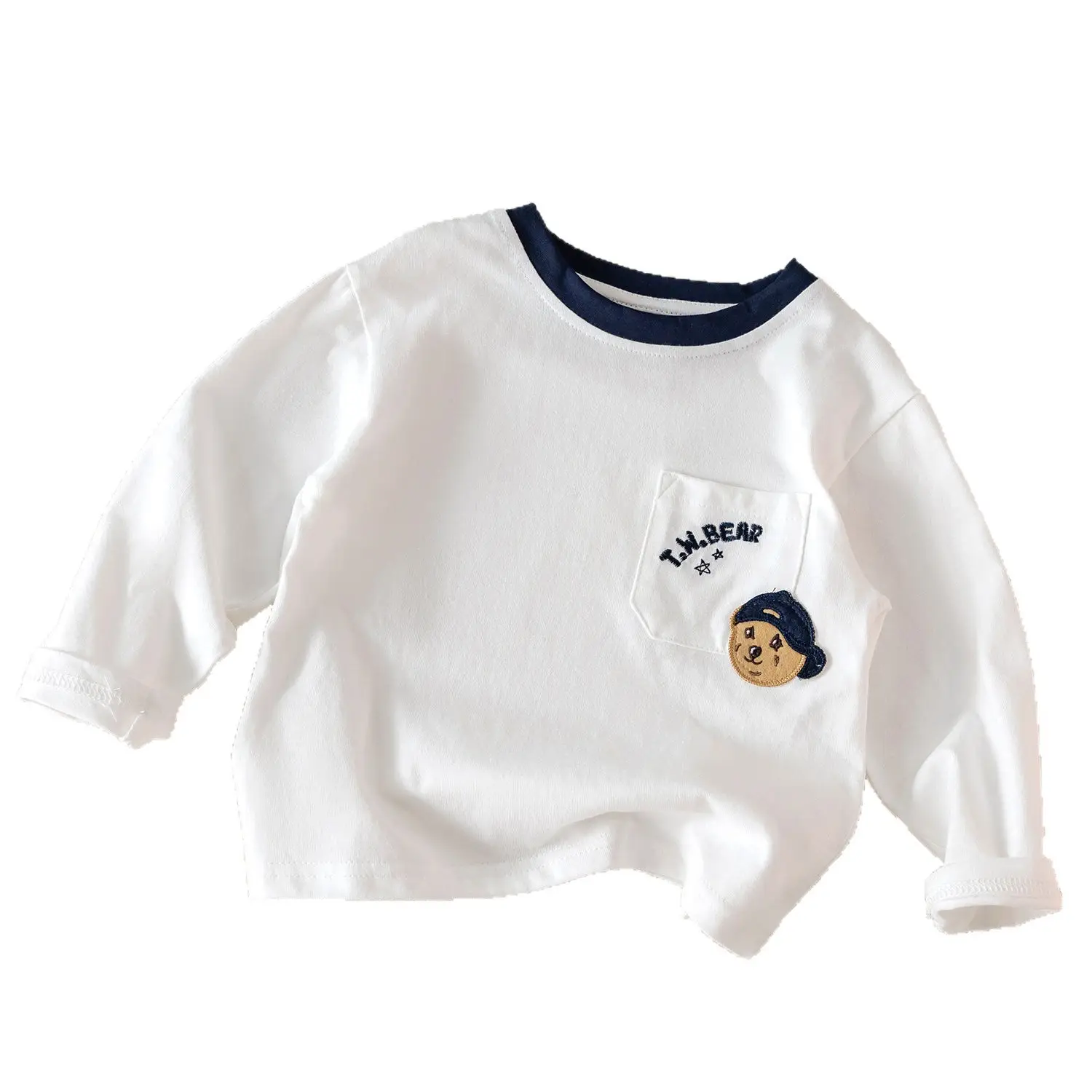 Children Long Sleeve T-Shirt White Cartoon Bear 2025 - Image 6
