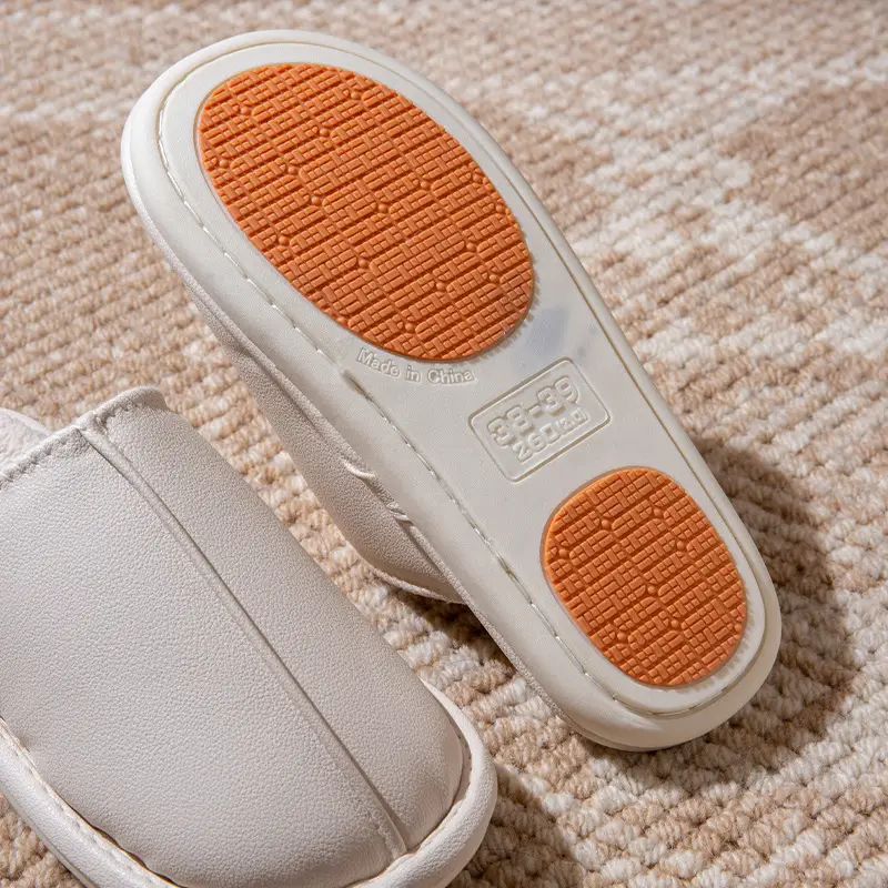 46-48 Extra Large Size Men's Cotton Slippers Autumn and Winter New Home Non-Slip Warm Pu Leather Waterproof Slippers for Women