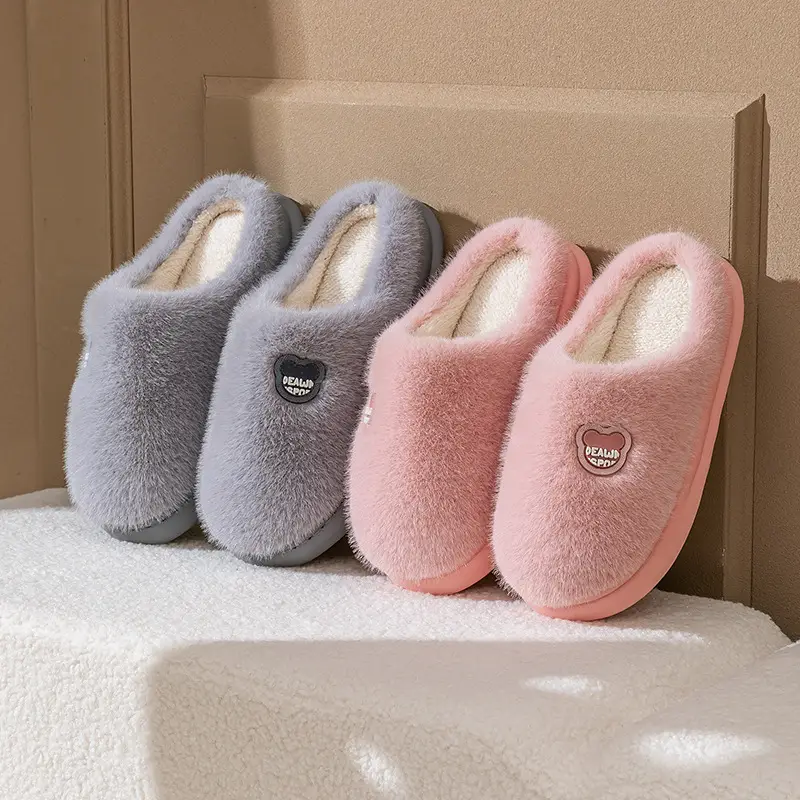 Cotton Slippers with a Thick Sole That Feels Like Stepping on Poop, Trendy Winter Non-Slip Indoor Home Couple Comfortable Plush Warm Maternity Shoes for Women - Image 8