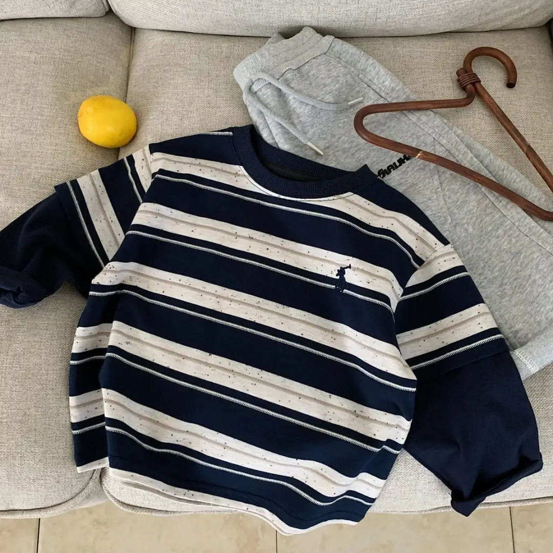 Children Striped T-Shirt 2025 Autumn Boys Girls — feature 3