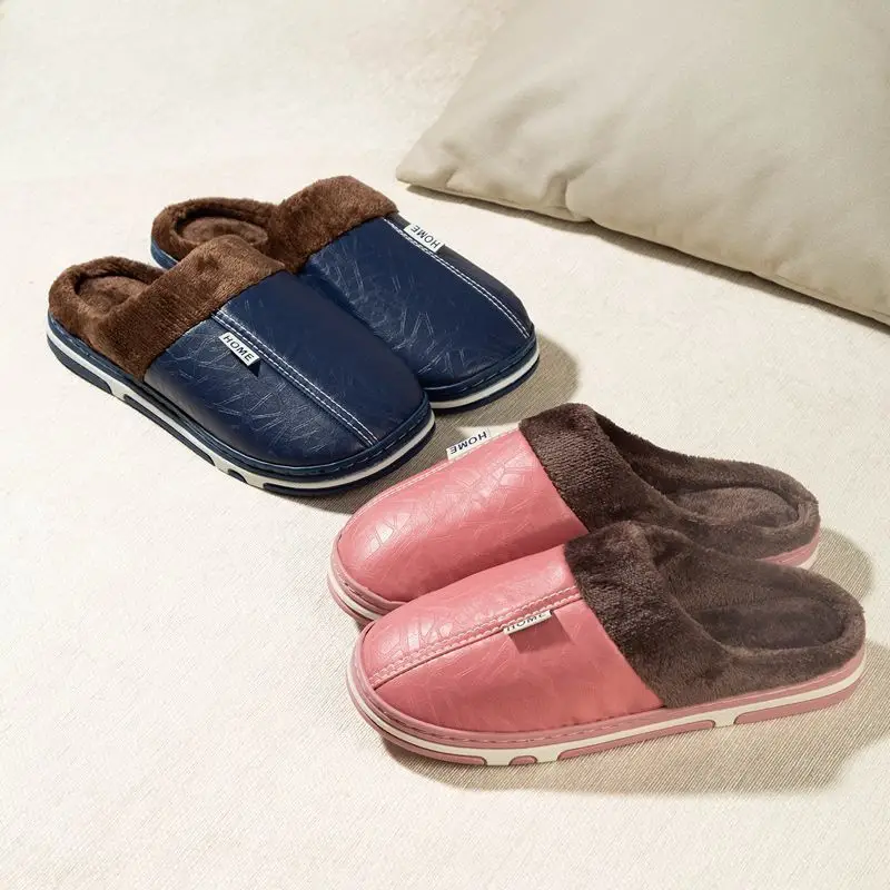 2025 New Autumn and Winter Cotton Slippers for Women, Home Use for Couples, Indoor and Outdoor Wear, Warm Thick-Soled Furry Slippers for Men