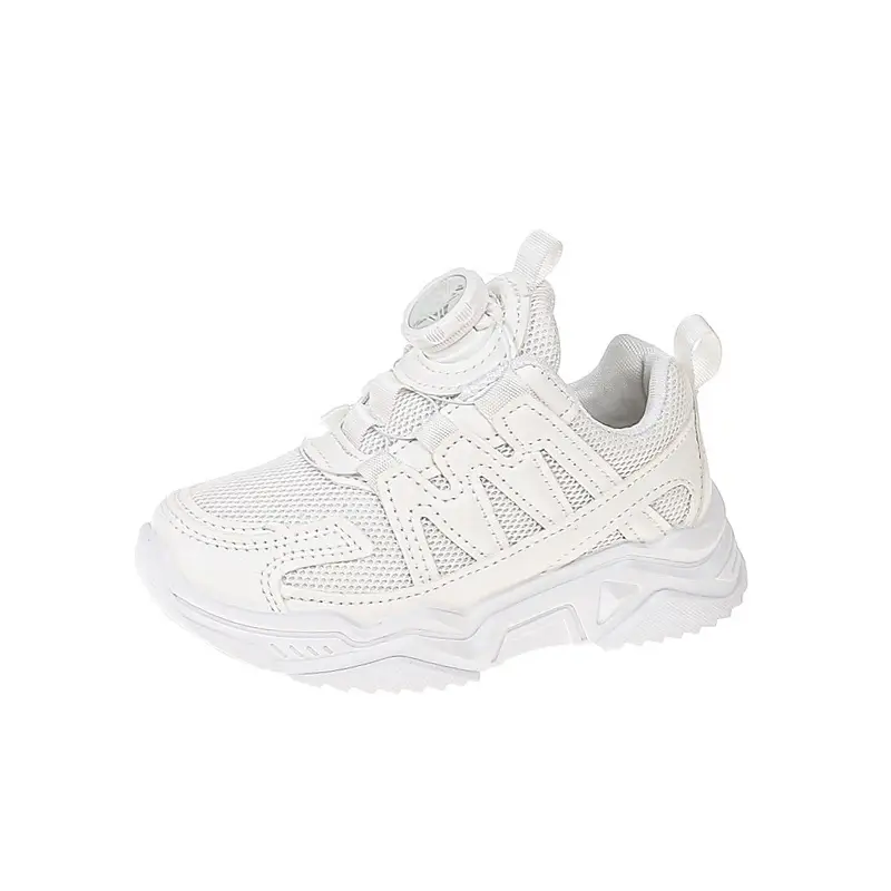 Mesh Turn-Button Elastic Kidsren's Sports Shoes Spring and Summer Ultra-Light White Shoes Student School Shoes Boys and Girls Family Shoes