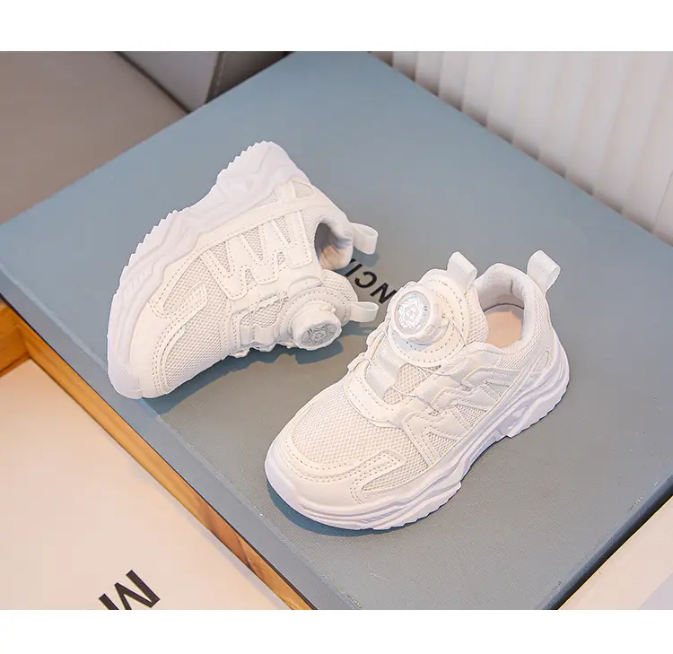Mesh Turn-Button Elastic Kidsren's Sports Shoes Spring and Summer Ultra-Light White Shoes Student School Shoes Boys and Girls Family Shoes — feature 11