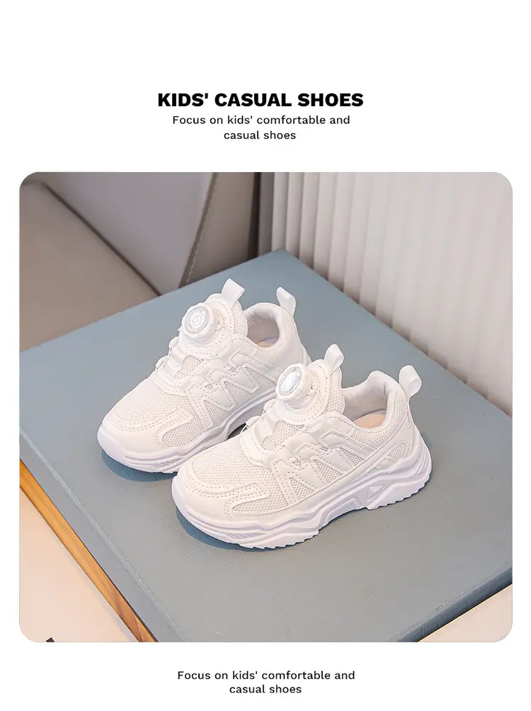 Mesh Turn-Button Elastic Kidsren's Sports Shoes Spring and Summer Ultra-Light White Shoes Student School Shoes Boys and Girls Family Shoes — feature 17