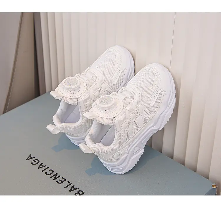 Mesh Turn-Button Elastic Kidsren's Sports Shoes Spring and Summer Ultra-Light White Shoes Student School Shoes Boys and Girls Family Shoes — feature 18