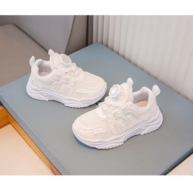 Mesh Turn-Button Elastic Kidsren's Sports Shoes Spring and Summer Ultra-Light White Shoes Student School Shoes Boys and Girls Family Shoes — feature 4