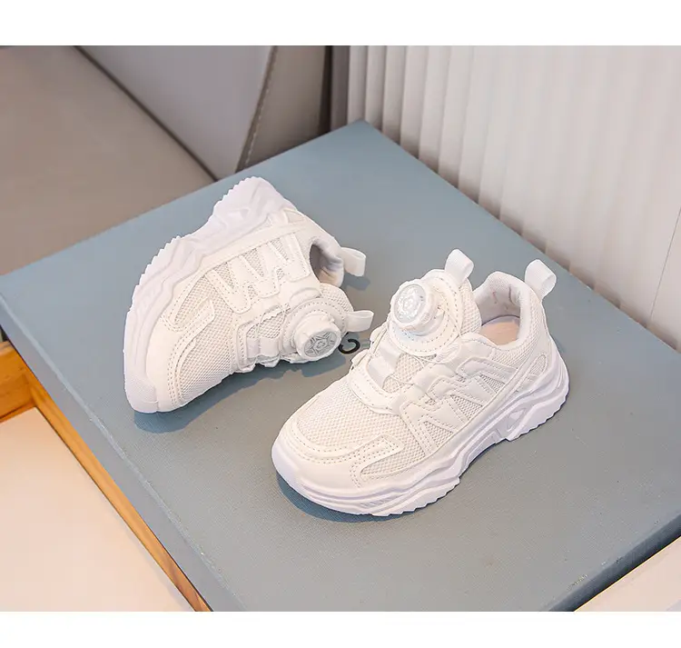 Mesh Turn-Button Elastic Kidsren's Sports Shoes Spring and Summer Ultra-Light White Shoes Student School Shoes Boys and Girls Family Shoes — feature 8