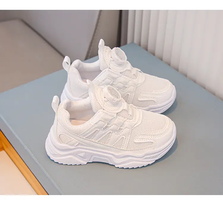 Mesh Turn-Button Elastic Kidsren's Sports Shoes Spring and Summer Ultra-Light White Shoes Student School Shoes Boys and Girls Family Shoes — feature 9