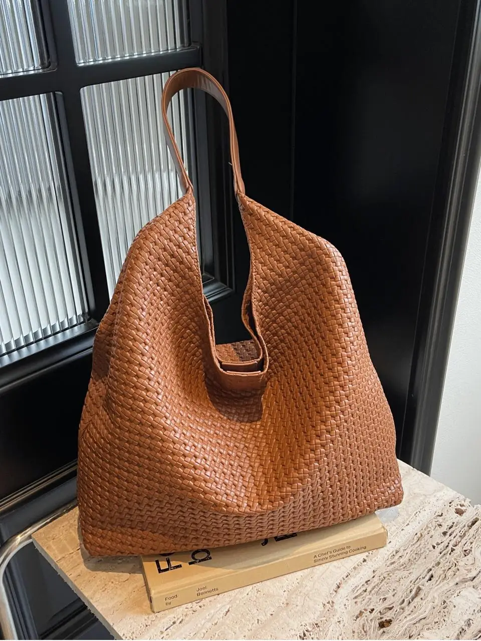 Black Textured Shoulder Bag for Women 2025