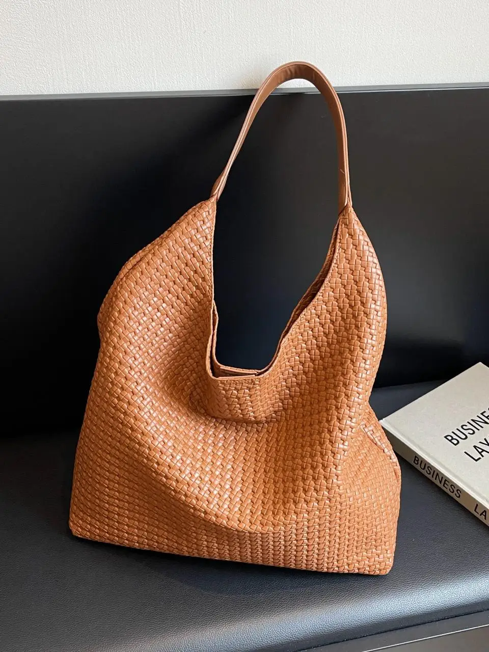 Black Textured Shoulder Bag for Women 2025