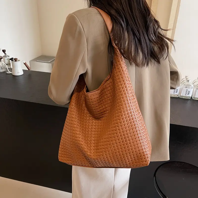 Black Textured Shoulder Bag for Women 2025