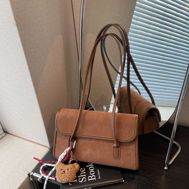 Women Brown Leather Shoulder Bag Set 2025 Autumn Winter - Image 6