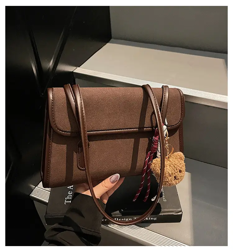 Women Brown Leather Shoulder Bag Set 2025 Autumn Winter — feature 1