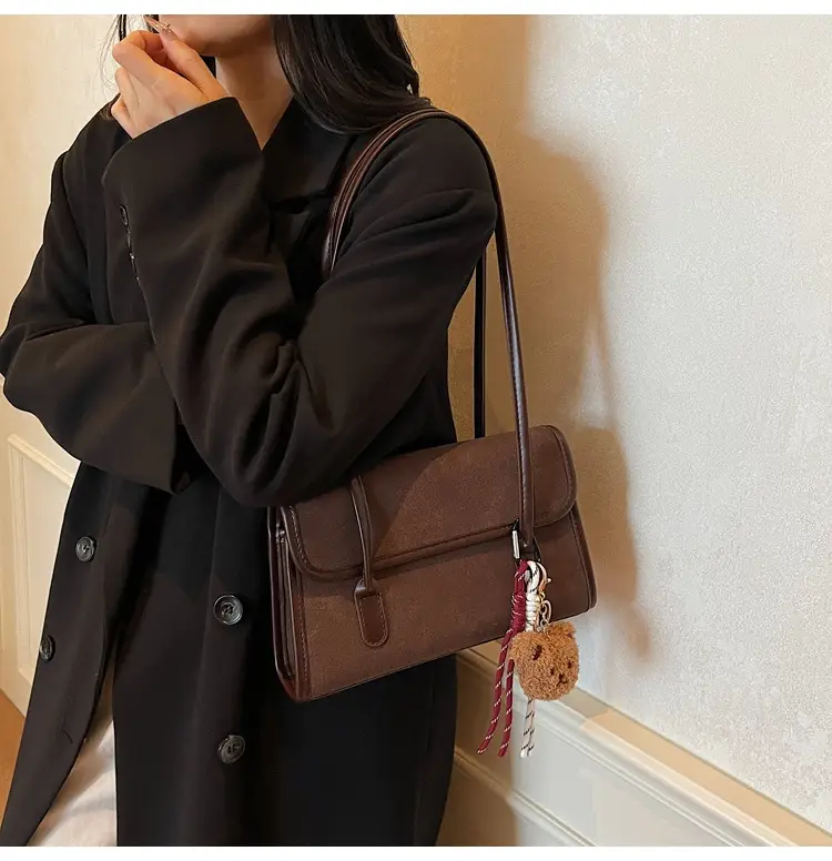 Women Brown Leather Shoulder Bag Set 2025 Autumn Winter — feature 10