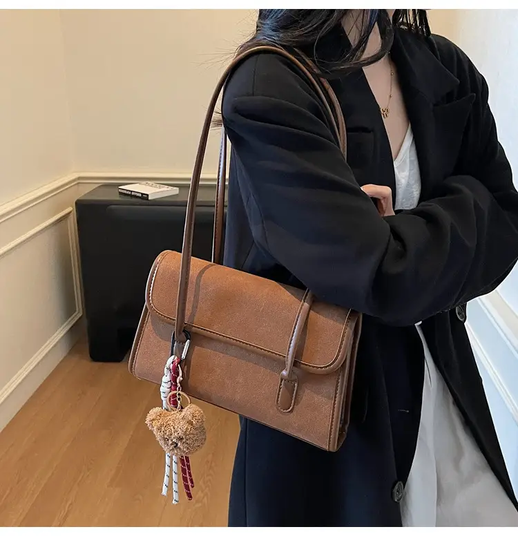 Women Brown Leather Shoulder Bag Set 2025 Autumn Winter — feature 12