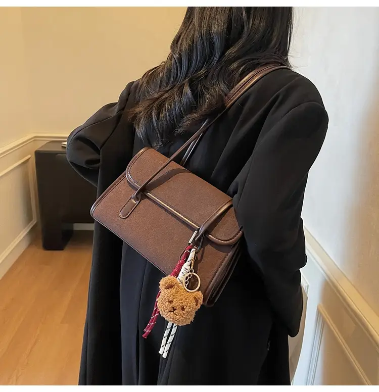 Women Brown Leather Shoulder Bag Set 2025 Autumn Winter — feature 8