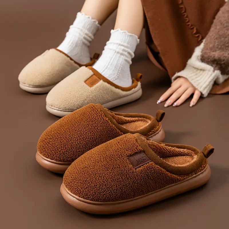 Autumn and Winter Non-Slip Warm Cotton Slippers for Women's Home Indoor Confinement Shoes Household Soft-Soled Silent Plush Slippers for Men - Image 6