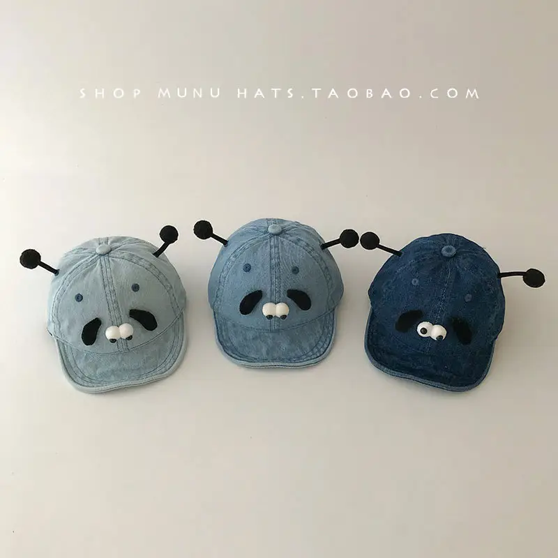 Soft Blue Baby Peaked Hat with Bear Ears - Image 6
