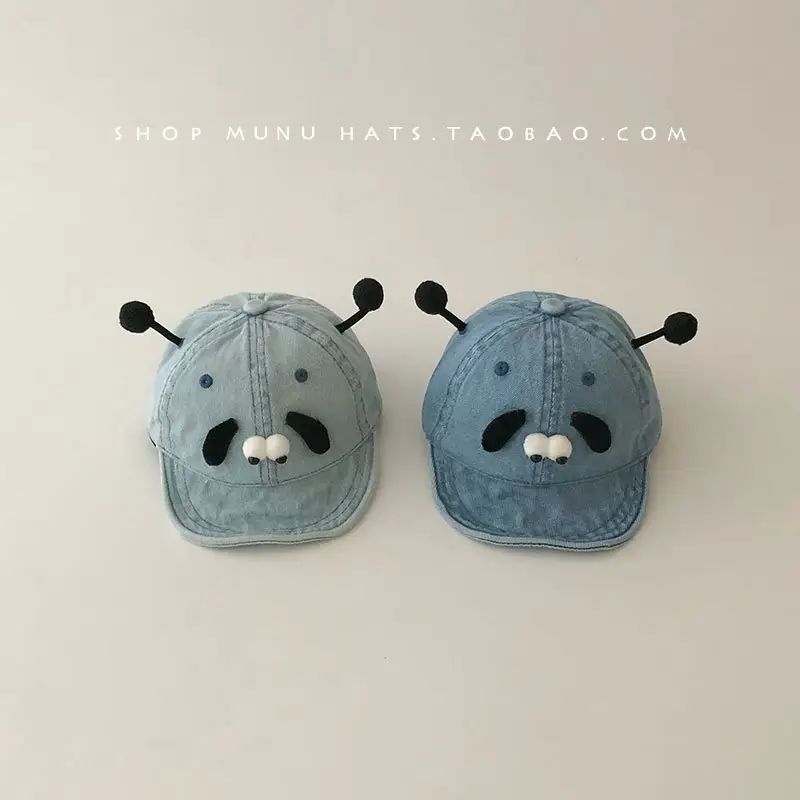 Soft Blue Baby Peaked Hat with Bear Ears — feature 1