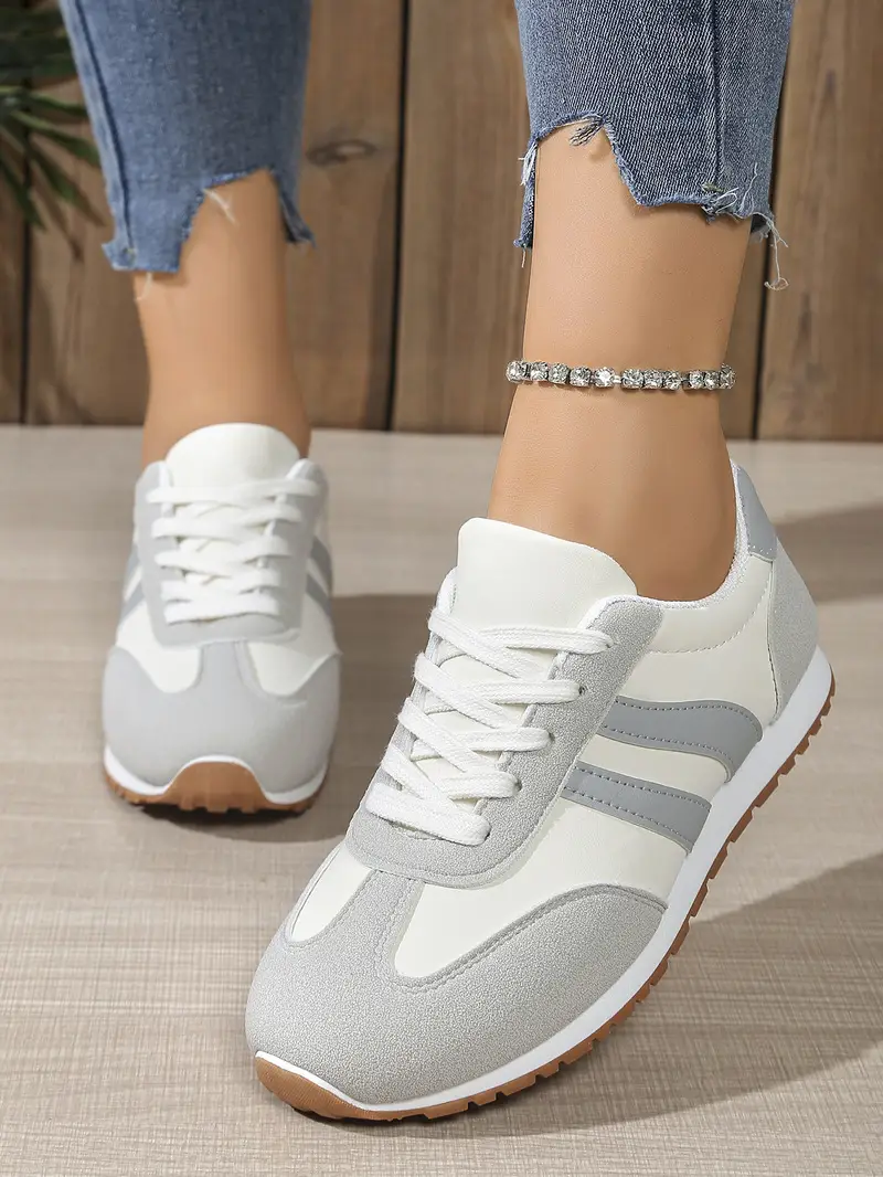 Women's Grey White Training Shoes 2025 Autumn — feature 4