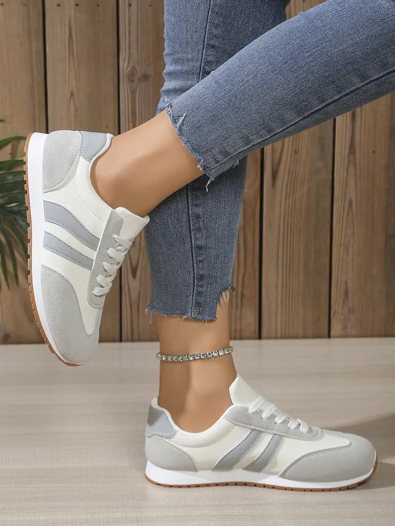 Women's Grey White Training Shoes 2025 Autumn — feature 5