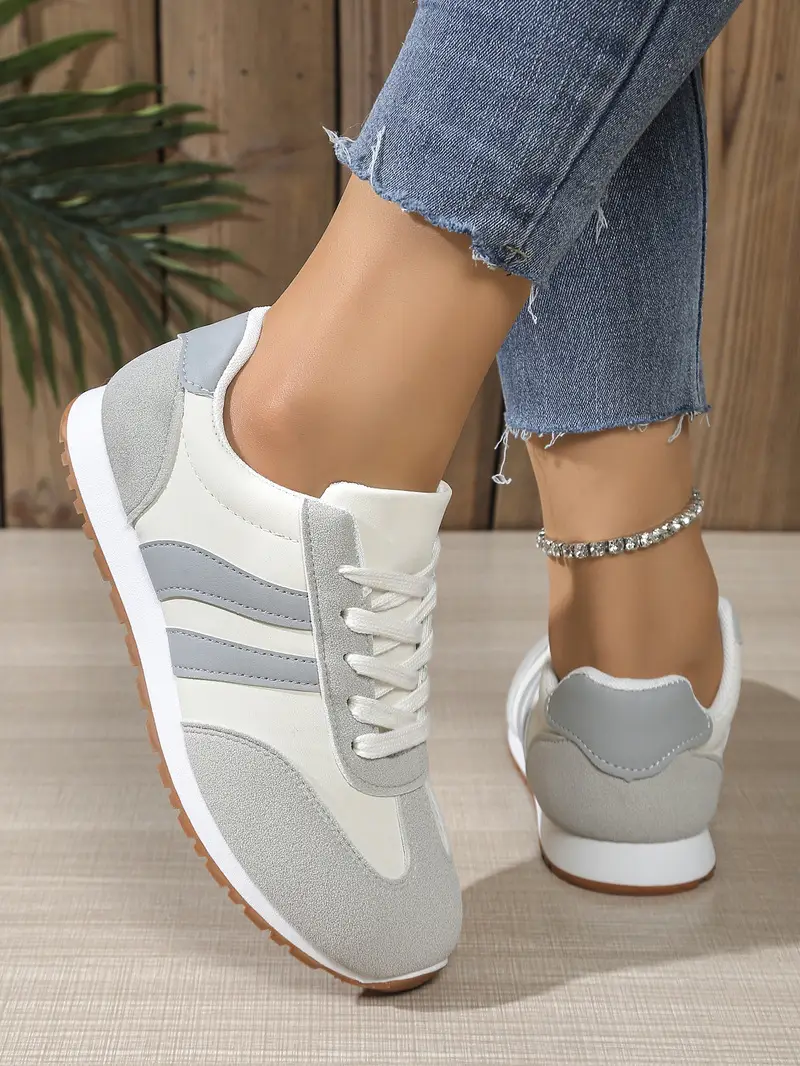Women's Grey White Training Shoes 2025 Autumn — feature 7
