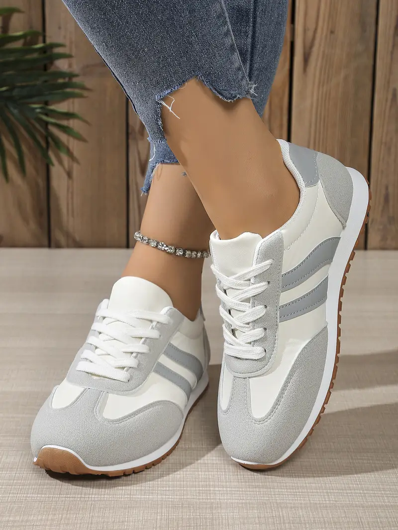 Women's Grey White Training Shoes 2025 Autumn — feature 8
